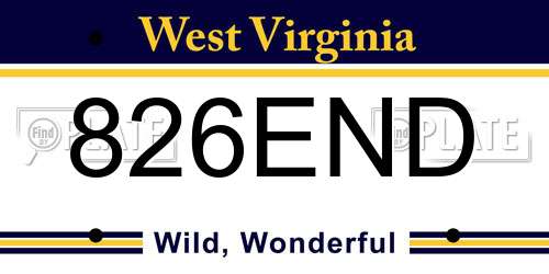 826END West Virginia License Plate