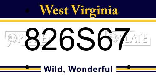 826S67 West Virginia License Plate