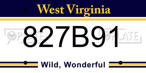 827B91 West Virginia License Plate