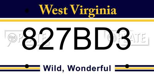 827BD3 West Virginia License Plate