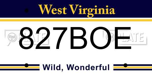 827BOE West Virginia License Plate