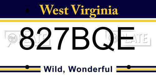 827BQE West Virginia License Plate