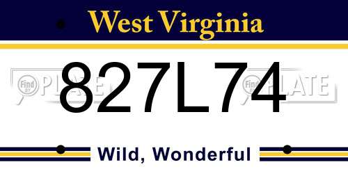 827L74 West Virginia License Plate