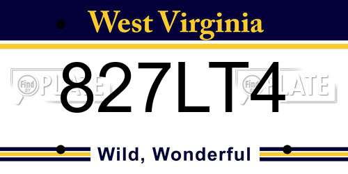 827LT4 West Virginia License Plate