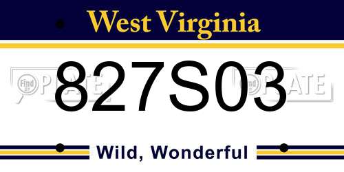 827S03 West Virginia License Plate