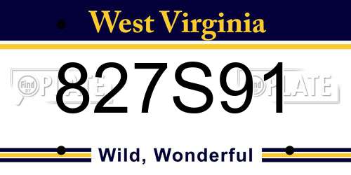 827S91 West Virginia License Plate