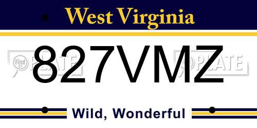 827VMZ West Virginia License Plate