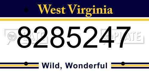 8285247 West Virginia License Plate