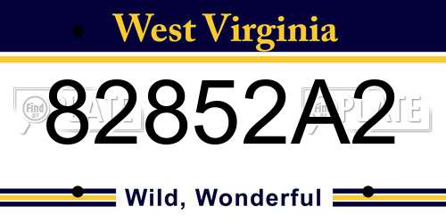 82852A2 West Virginia License Plate