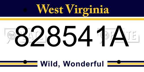 828541A West Virginia License Plate