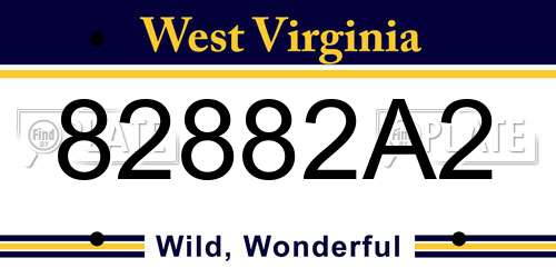 82882A2 West Virginia License Plate