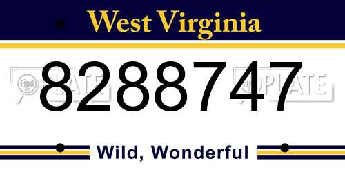 8288747 West Virginia License Plate