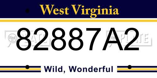 82887A2 West Virginia License Plate
