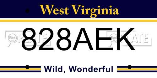828AEK West Virginia License Plate