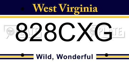 828CXG West Virginia License Plate