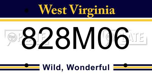 828M06 West Virginia License Plate