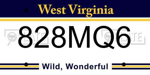 828MQ6 West Virginia License Plate