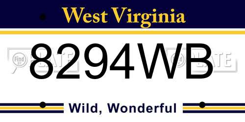 8294WB West Virginia License Plate