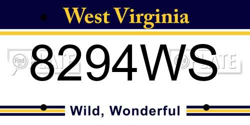 8294WS West Virginia License Plate