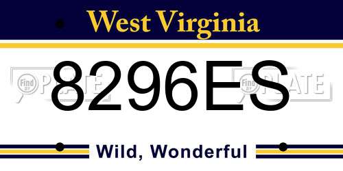 8296ES West Virginia License Plate