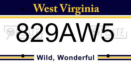 829AW5 West Virginia License Plate