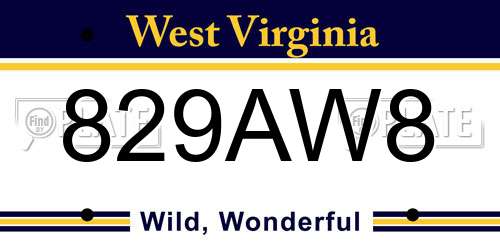 829AW8 West Virginia License Plate