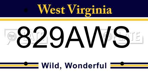 829AWS West Virginia License Plate