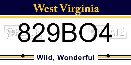 829BO4 West Virginia License Plate