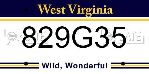 829G35 West Virginia License Plate