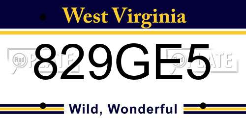 829GE5 West Virginia License Plate