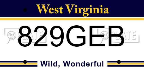 829GEB West Virginia License Plate