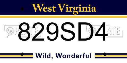 829SD4 West Virginia License Plate