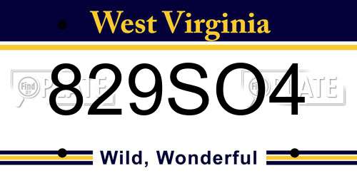 829SO4 West Virginia License Plate