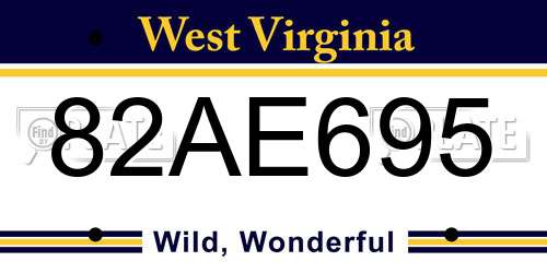 82AE695 West Virginia License Plate