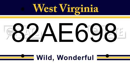 82AE698 West Virginia License Plate