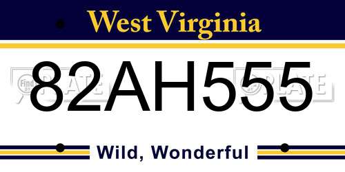 82AH555 West Virginia License Plate