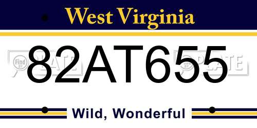 82AT655 West Virginia License Plate