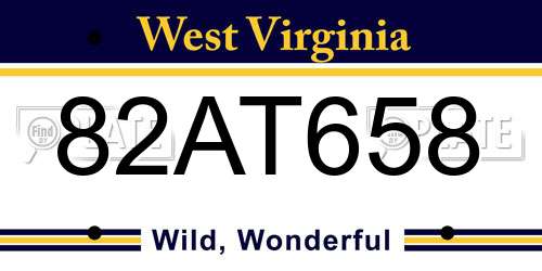 82AT658 West Virginia License Plate