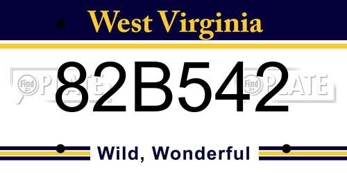 82B542 West Virginia License Plate
