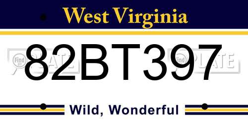 82BT397 West Virginia License Plate