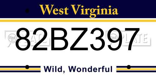 82BZ397 West Virginia License Plate