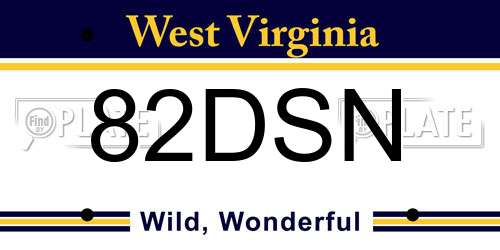 82DSN West Virginia License Plate