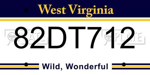 82DT712 West Virginia License Plate