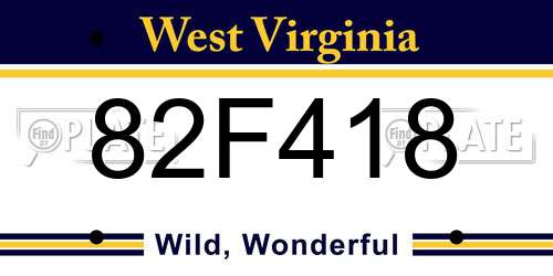 82F418 West Virginia License Plate