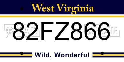 82FZ866 West Virginia License Plate