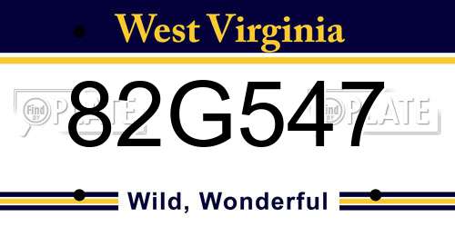 82G547 West Virginia License Plate