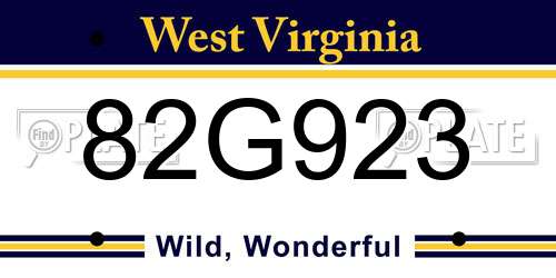 82G923 West Virginia License Plate