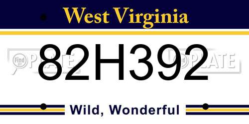 82H392 West Virginia License Plate