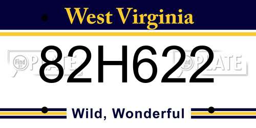 82H622 West Virginia License Plate
