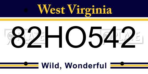 82HO542 West Virginia License Plate